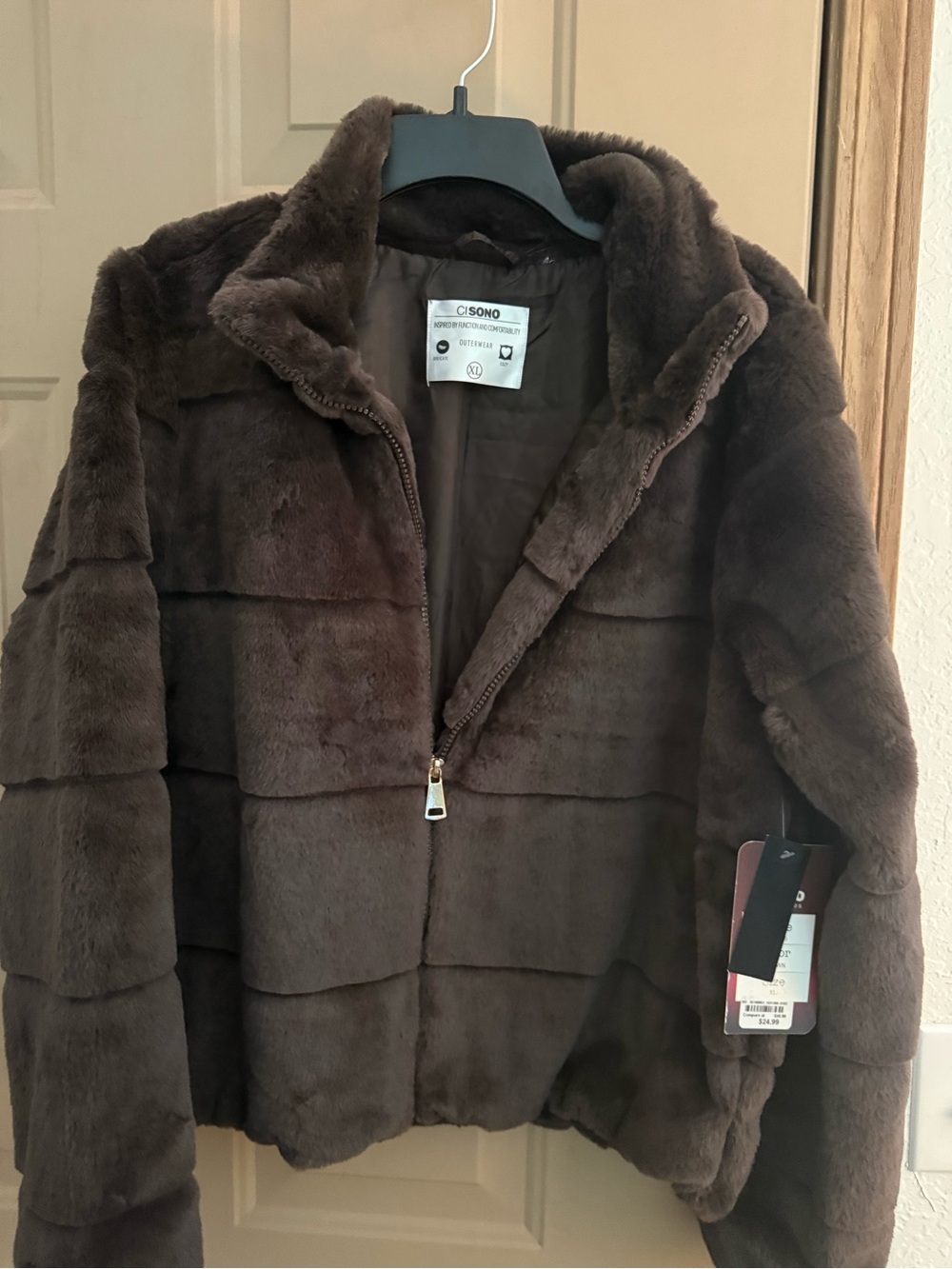 Ci Sono Plush Faux Fur Outerwear Jacket - Brown